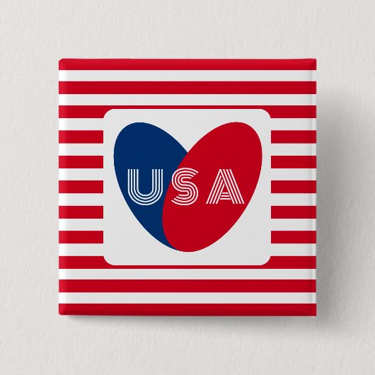 Liebe des Patriotic Red White Blue Fun Herzens der Button (Vorderseite)