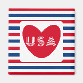 Liebe des Patriotic Red White Blue Fun Herzens der Magnet (Vorne)