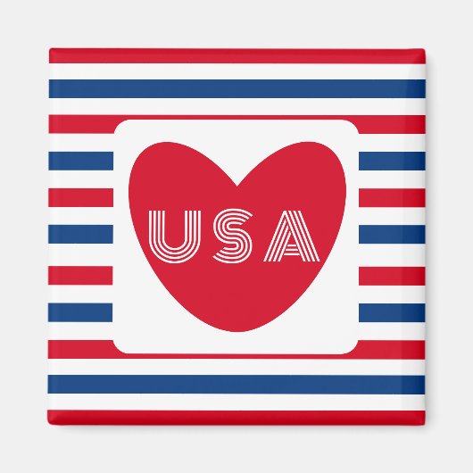 Liebe des Patriotic Red White Blue Fun Herzens der Magnet (Vorne)