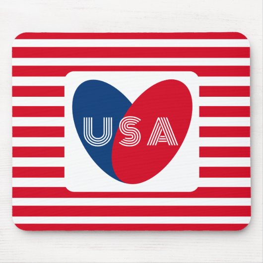 Liebe des Patriotic Red White Blue Fun Herzens der Mousepad (Vorne)