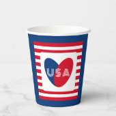 Liebe des Patriotic Red White Blue Fun Herzens der Pappbecher (Rückseite)