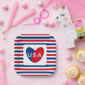 Liebe des Patriotic Red White Blue Fun Herzens der Pappteller (Party)