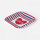 Liebe des Patriotic Red White Blue Fun Herzens der Pappteller (Gewinkelt)