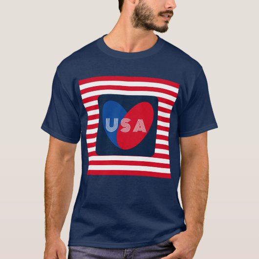 Liebe des Patriotic Red White Blue Fun Herzens der T-Shirt (Vorderseite)