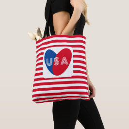 Liebe des Patriotic Red White Blue Fun Herzens der Tasche