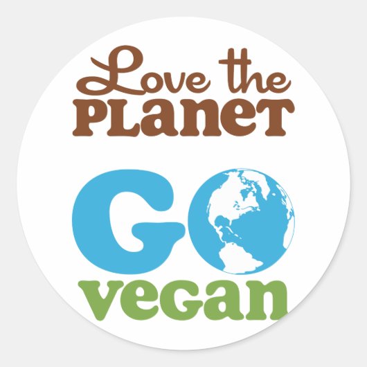 Liebe des Planeten Vegan Runder Aufkleber (Vorderseite)