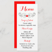 Liebe des Red & Black Heart Menüs - Hochzeitsfeier Menükarte (Vorne/Hinten)