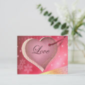 Liebe des rosa Herzens Postkarte (Stehend Vorderseite)