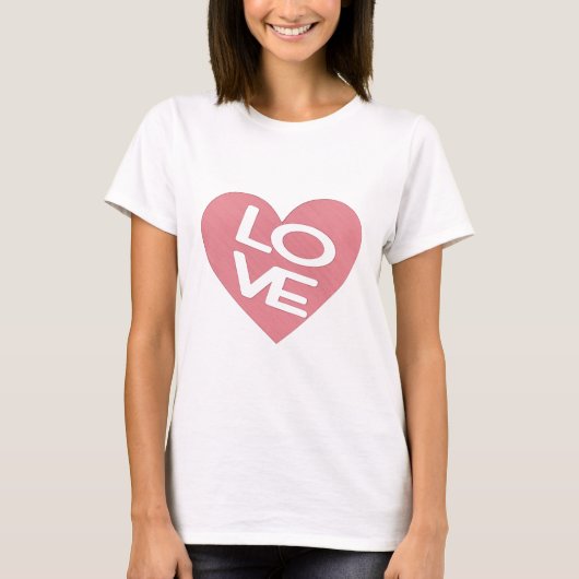 Liebe des rosa Herzens T-Shirt (Vorderseite)