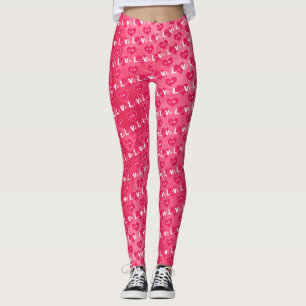 Liebe des rosa Herzens Typografie Valentinstag Leg Leggings