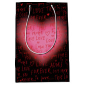 Liebe des rosa Herzens - Umschlagpapier Mittlere Geschenktüte (Vorderseite)