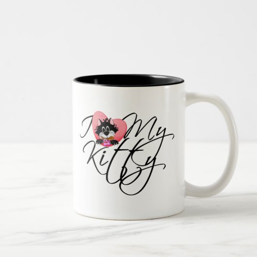 Liebe des Rosa-I mein Kitty Zweifarbige Tasse (Rechts)