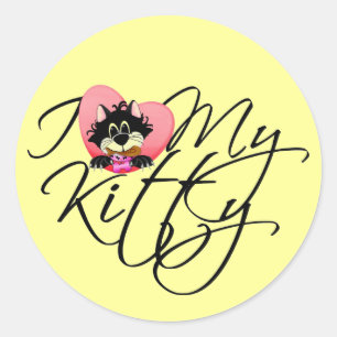 Liebe des Rosa-I meine Kitty-T-Shirts und Runder Aufkleber