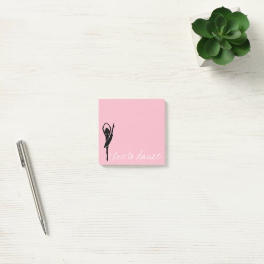 Liebe des Rosa-I, Silhouette-Ballerina zu tanzen Post-it Klebezettel (Büro)
