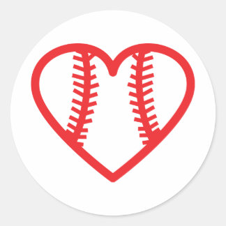 Liebe des roten Baseballherzes Runder Aufkleber