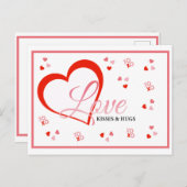 Liebe des roten Herzens küsst und umarmt Valentin Postkarte (Vorne/Hinten)