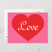 Liebe des roten Herzens und Rosa Postkarte (Vorne/Hinten)