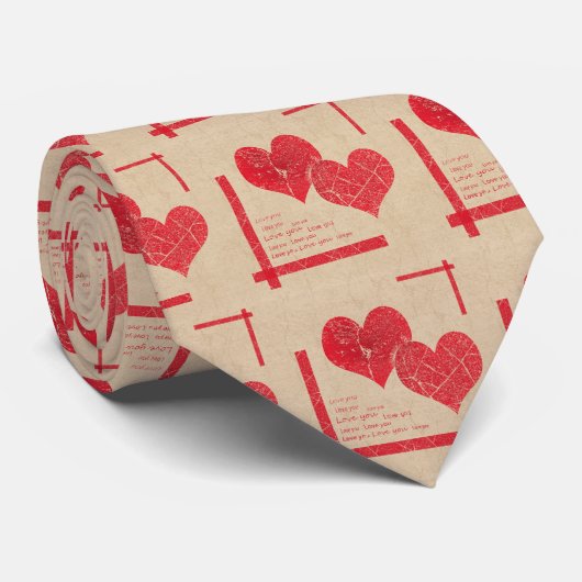 Liebe des roten Herzens Valentinstag Krawatte (Gerollt)