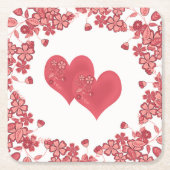 Liebe des roten Herzens Valentinstag Rechteckiger Pappuntersetzer (Vorderseite)