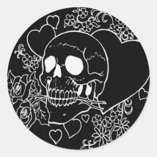Liebe des Schädels - Möwen, Rose und Herzen von Al Runder Aufkleber