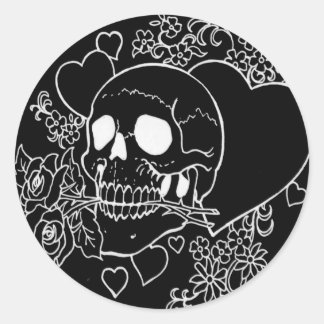 Liebe des Schädels - Möwen, Rose und Herzen von Al Runder Aufkleber
