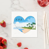 Liebe des Strandes mit Herz und Monogramm Serviette (Beispiel)