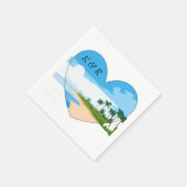 Liebe des Strandes mit Herz und Monogramm Serviette (Ecke)
