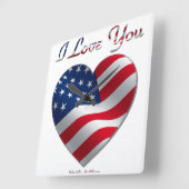 Liebe des USA-Flaggen-Herz-I Sie Quadratische Wanduhr (Winkel)