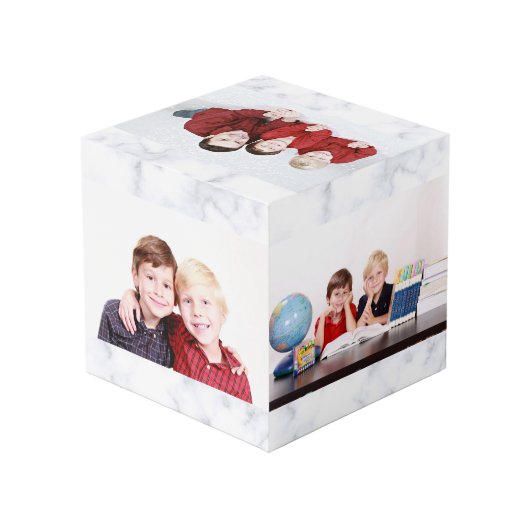 Liebe des Vaters Foto Collage 4 Bilder Würfel (Rückseite Schrägansicht)