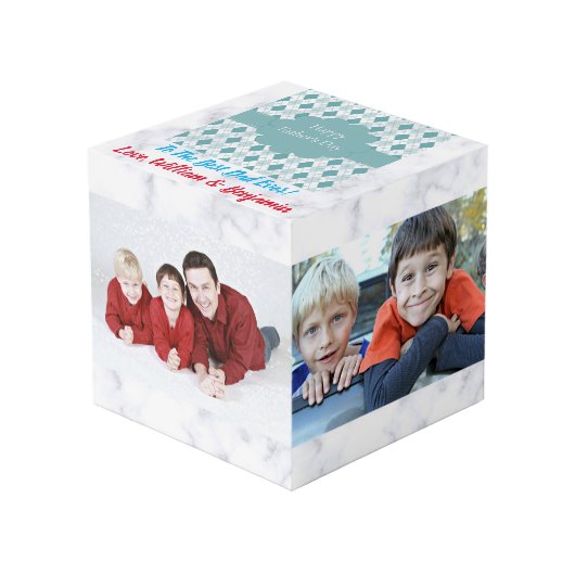Liebe des Vaters Foto Collage 4 Bilder Würfel (Vorderseite Schrägansicht)