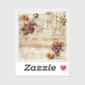 Liebe des Vintagen Dokuments mit Blume (8) Aufkleber (Blatt)