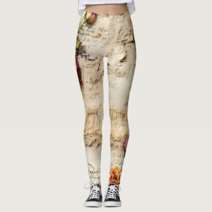 Liebe des Vintagen Dokuments mit Blume (8) Leggings