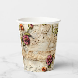 Liebe des Vintagen Dokuments mit Blume (8) Pappbecher
