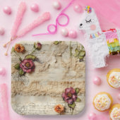Liebe des Vintagen Dokuments mit Blume (8) Pappteller (Party)
