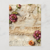 Liebe des Vintagen Dokuments mit Blume (8) Postkarte (Vorderseite)