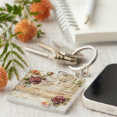 Liebe des Vintagen Dokuments mit Blume (8) Schlüsselanhänger (Vorderseite rechts)