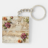 Liebe des Vintagen Dokuments mit Blume (8) Schlüsselanhänger (Rückseite)