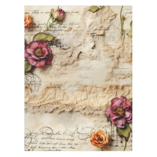 Liebe des Vintagen Dokuments mit Blume (8) Tischdecke