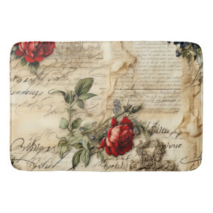 Liebe des Vintagen Dokuments mit Blume (9) Badematte