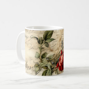 Liebe des Vintagen Dokuments mit Blume (9) Kaffeetasse