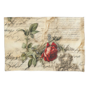 Liebe des Vintagen Dokuments mit Blume (9) Kissenbezug