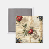 Liebe des Vintagen Dokuments mit Blume (9) Magnet (Vorderseite/Rückseite)