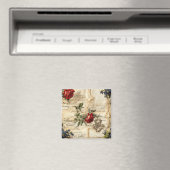 Liebe des Vintagen Dokuments mit Blume (9) Magnet (In Situ (Geschirrspüler))