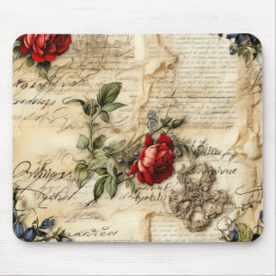 Liebe des Vintagen Dokuments mit Blume (9) Mousepad