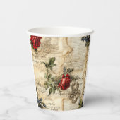 Liebe des Vintagen Dokuments mit Blume (9) Pappbecher (Rückseite)