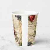 Liebe des Vintagen Dokuments mit Blume (9) Pappbecher (Links)