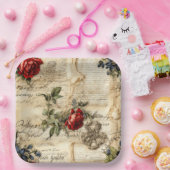 Liebe des Vintagen Dokuments mit Blume (9) Pappteller (Party)