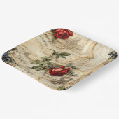 Liebe des Vintagen Dokuments mit Blume (9) Pappteller (Gewinkelt)