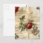 Liebe des Vintagen Dokuments mit Blume (9) Postkarte (Vorne/Hinten)