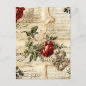 Liebe des Vintagen Dokuments mit Blume (9) Postkarte (Vorderseite)